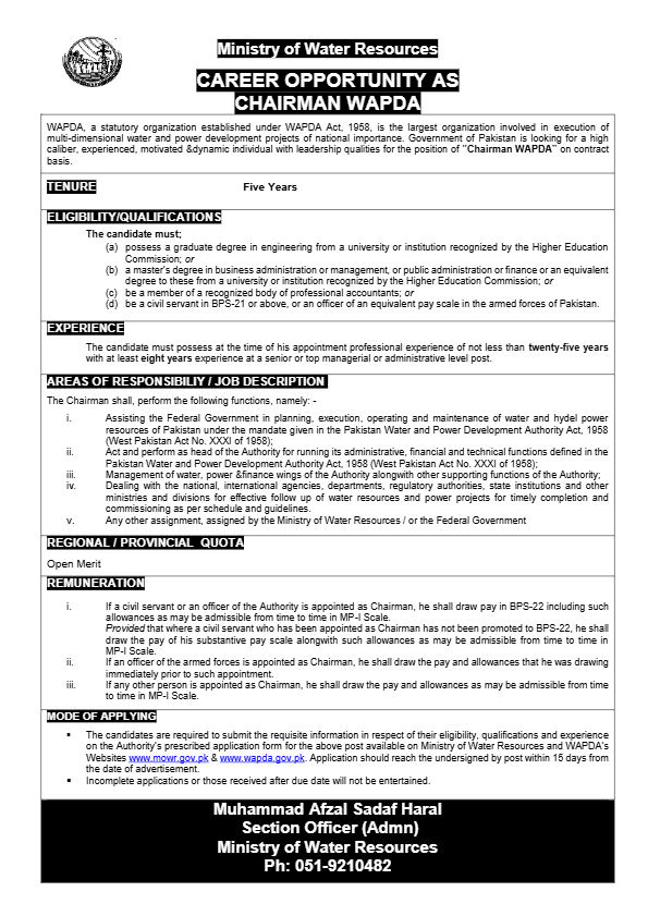 WAPDA Job Openings 2025